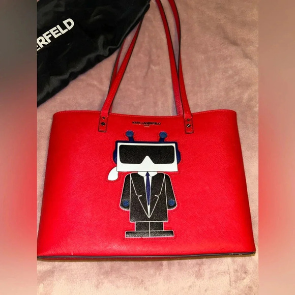 Karl Lagerfeld Red Tote Shoulder Bag - Picture 3 of 7